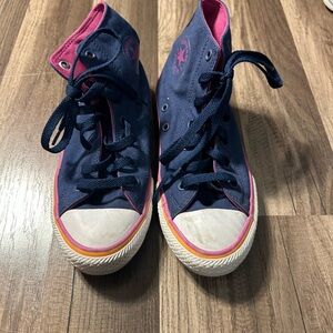 Converse Navy and Pink Kids High-Tops